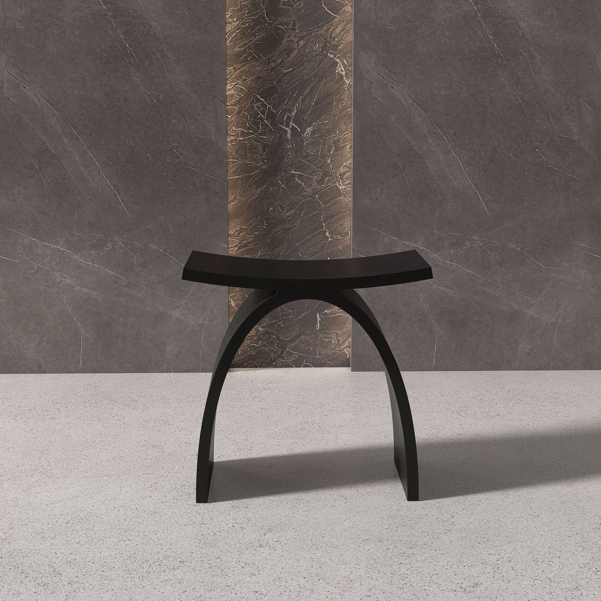 New England Home Goods Cook 17" Shower Stool in Black - Stone Resin Solid Surface