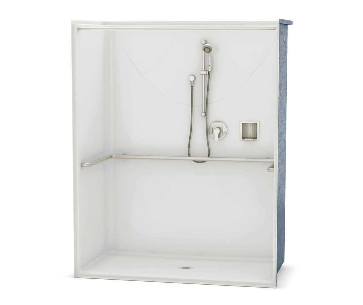 MAAX 106076-000-002-119 OPS-6030-RS ADA Compliant (without Seat) AcrylX Alcove Center Drain One-Piece Shower in White