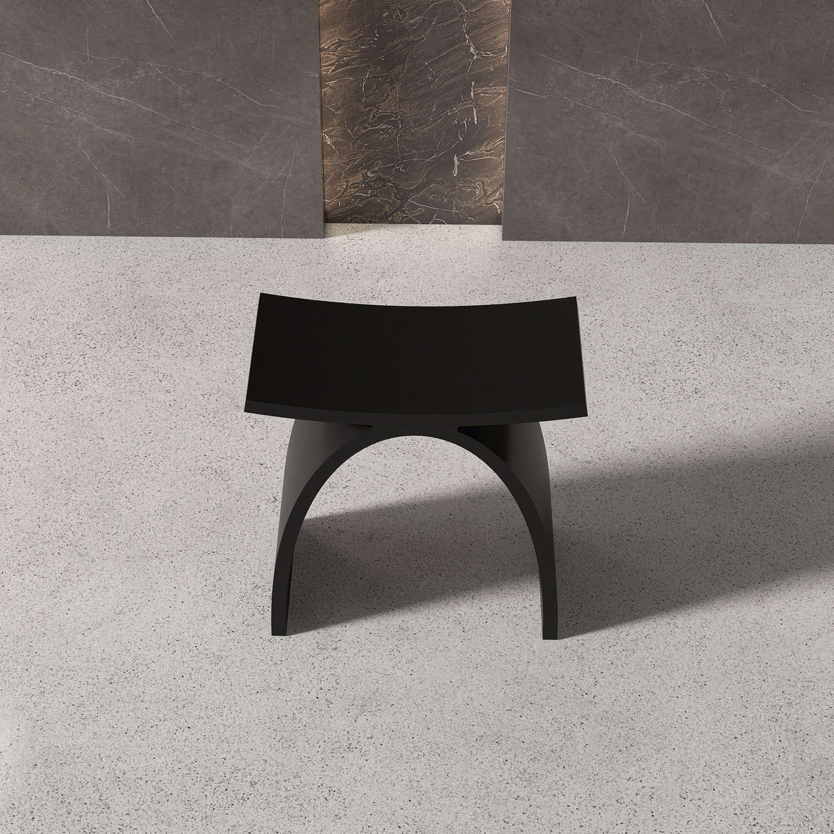 New England Home Goods Cook 17" Shower Stool in Black - Stone Resin Solid Surface