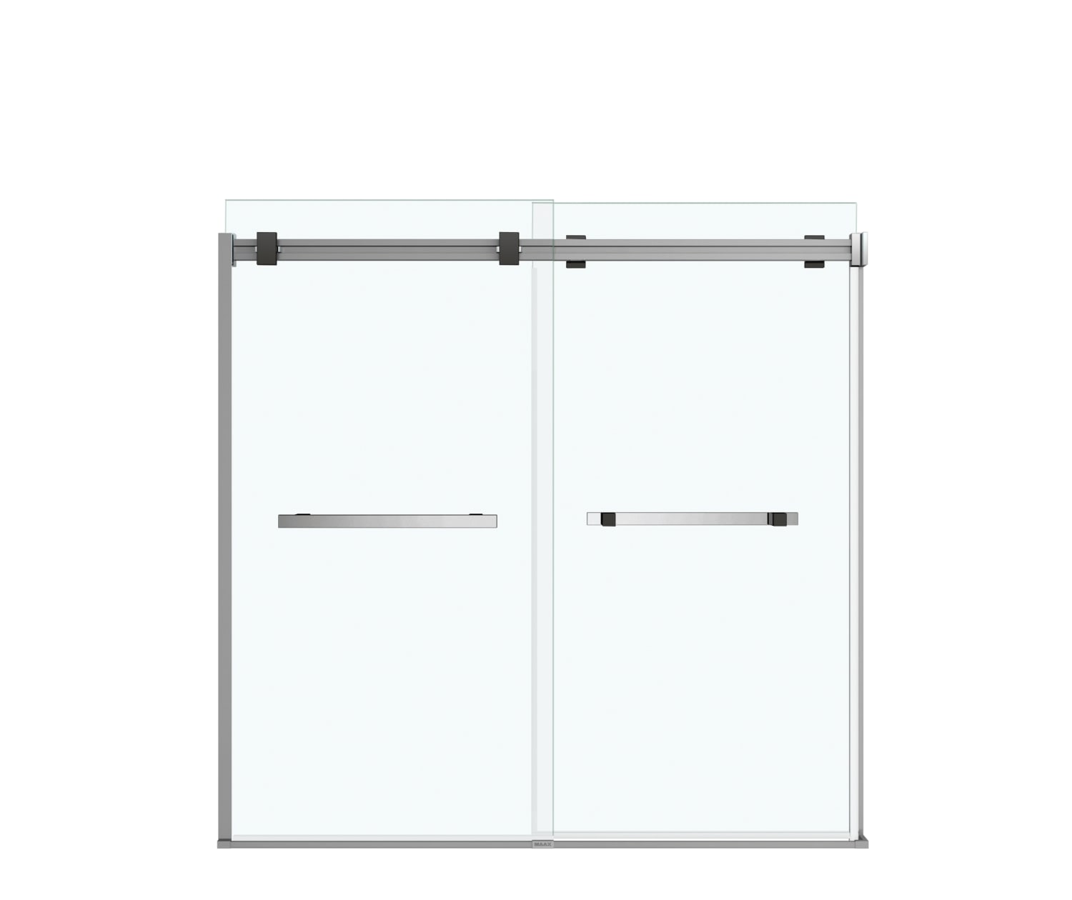 MAAX 136270-900-350-000 Duel 56-59 x 55 ½ x 59 in. 8 mm Bypass Tub Door for Alcove Installation with Clear glass in Chrome & Matte Black