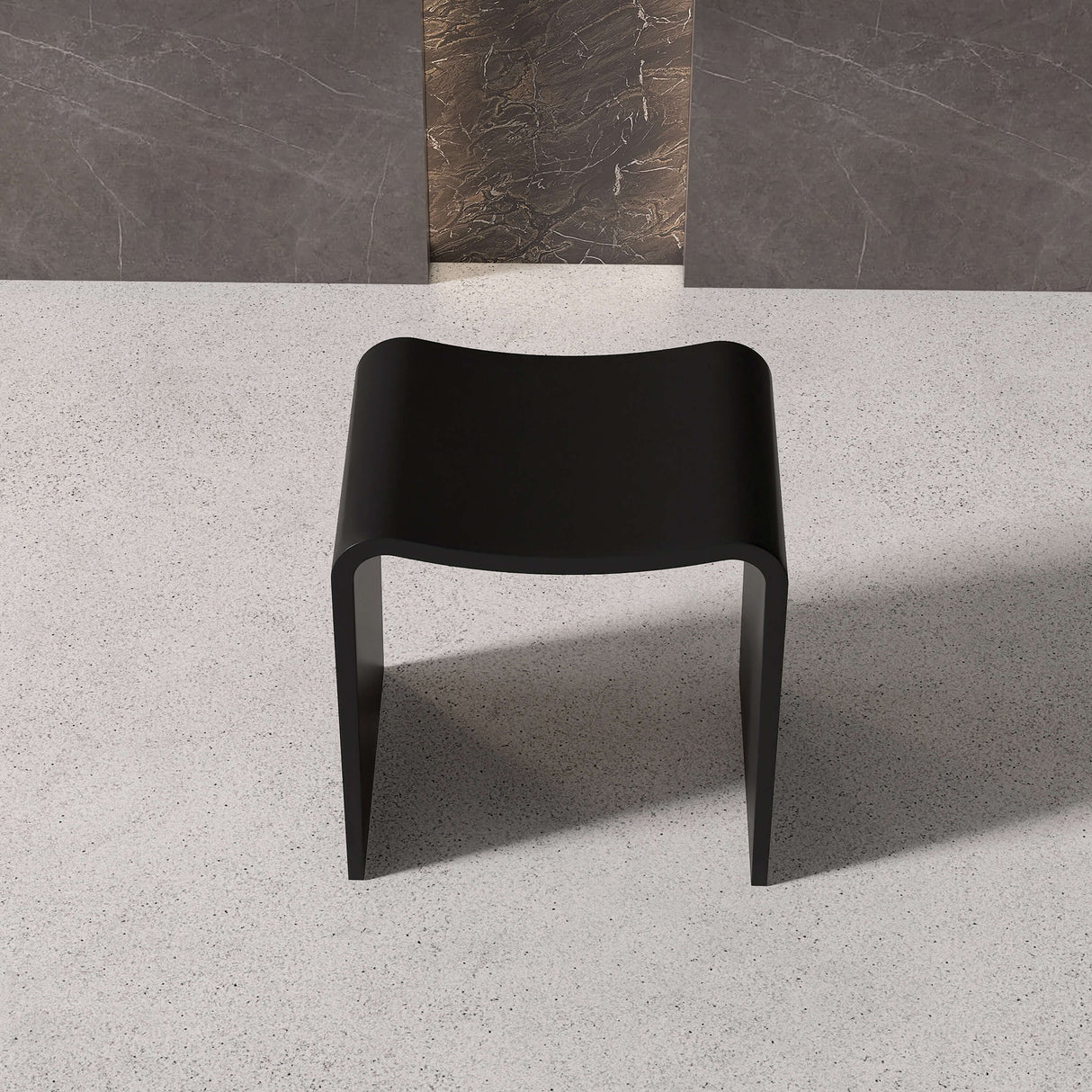 New England Home Goods Surfers 16" Shower Stool in Black - Stone Resin Solid Surface