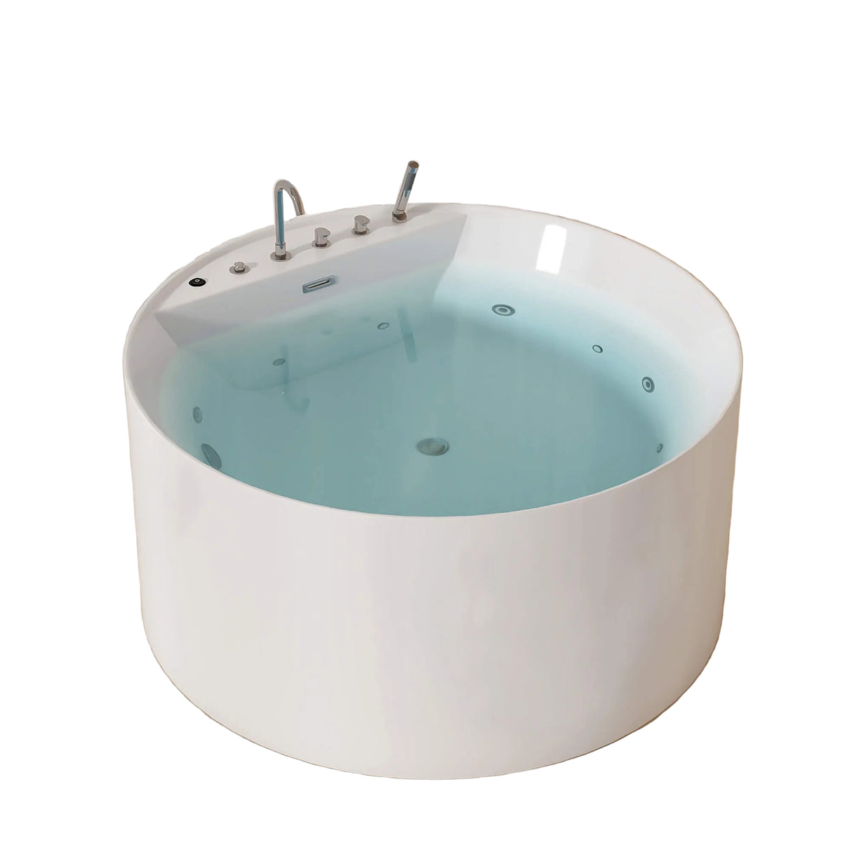 New England Home Goods Poipu 71" Freestanding Tub in White - Stone Resin Solid Surface