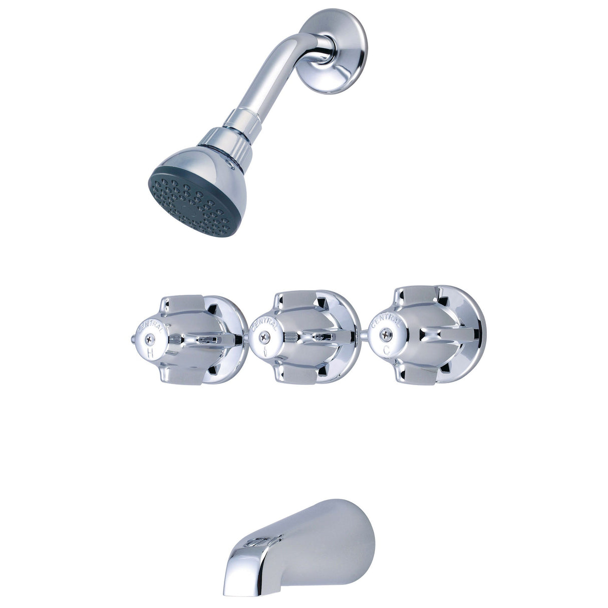 Central Brass 80868-Z Three Handle Tub & Shower Set in Polished Chrome
