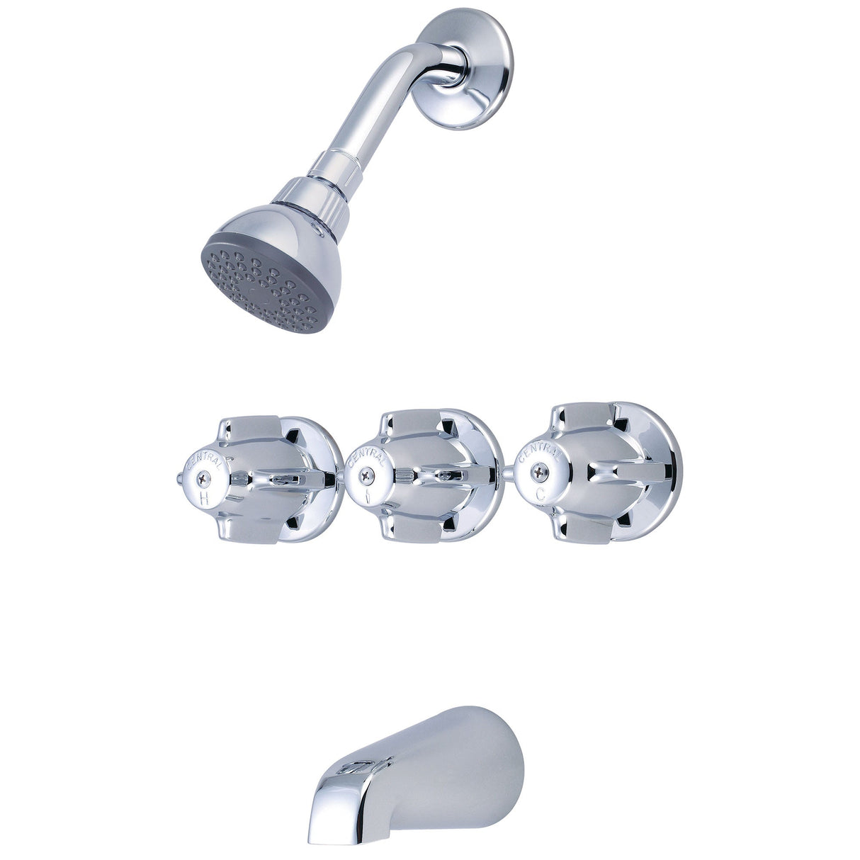 Central Brass 80868 Three Handle Tub & Shower Set in Polished Chrome