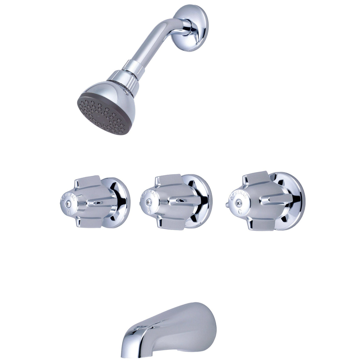 Central Brass 0971-Z Three Handle Tub & Shower Set in Polished Chrome