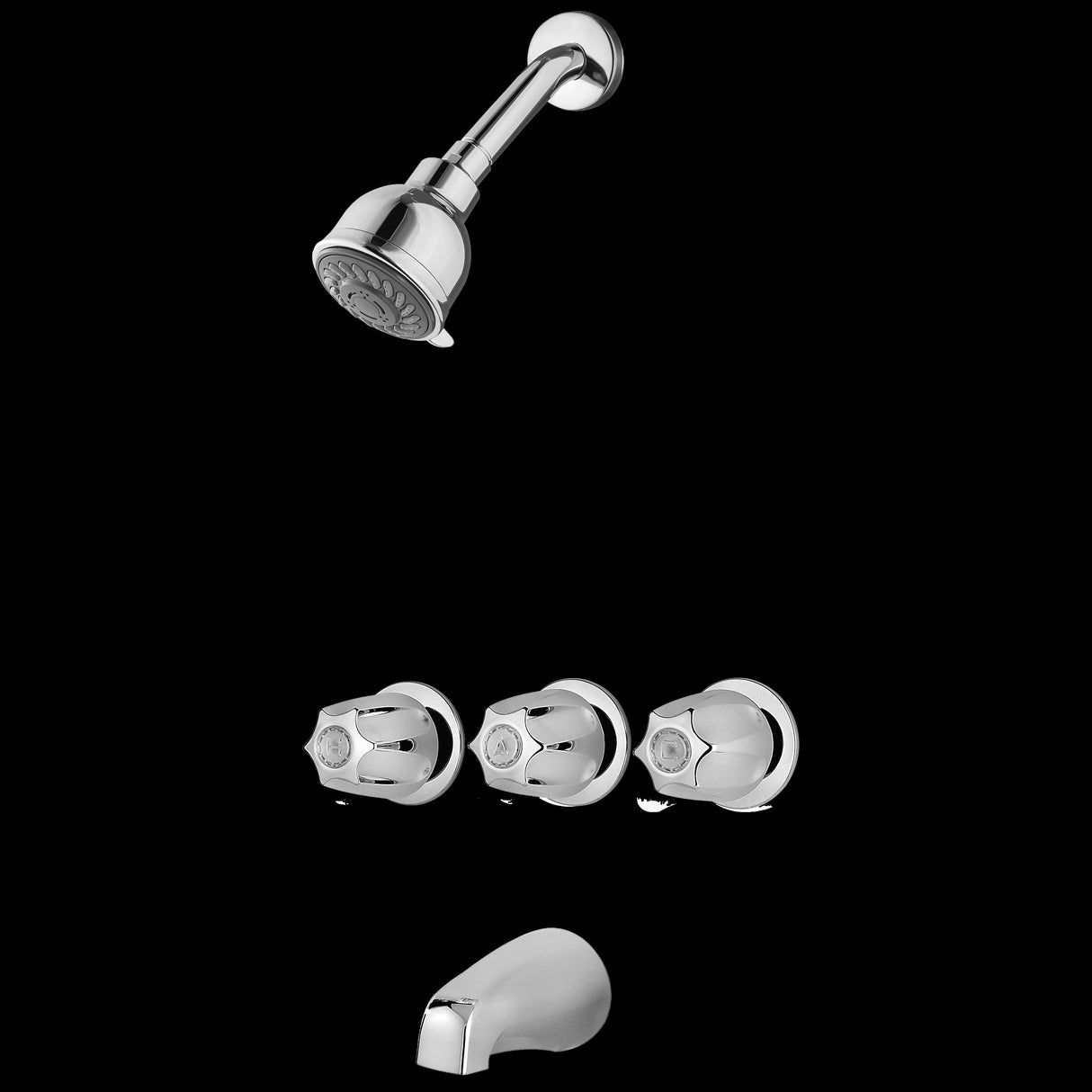 Pfister 3-Handle Tub & Shower Faucet with Metal Knob Handles in Polished Chrome
