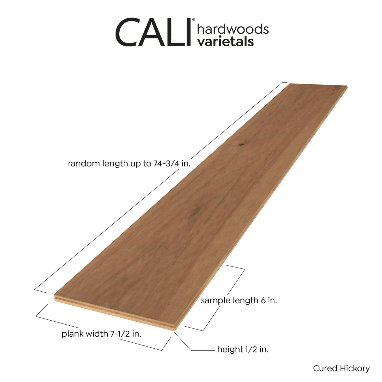 CALI Cured Hickory Varietals Wide+ T&G 7601100600 74-13/16 x 7-1/2 x 1/2 (23.31 Sqft)