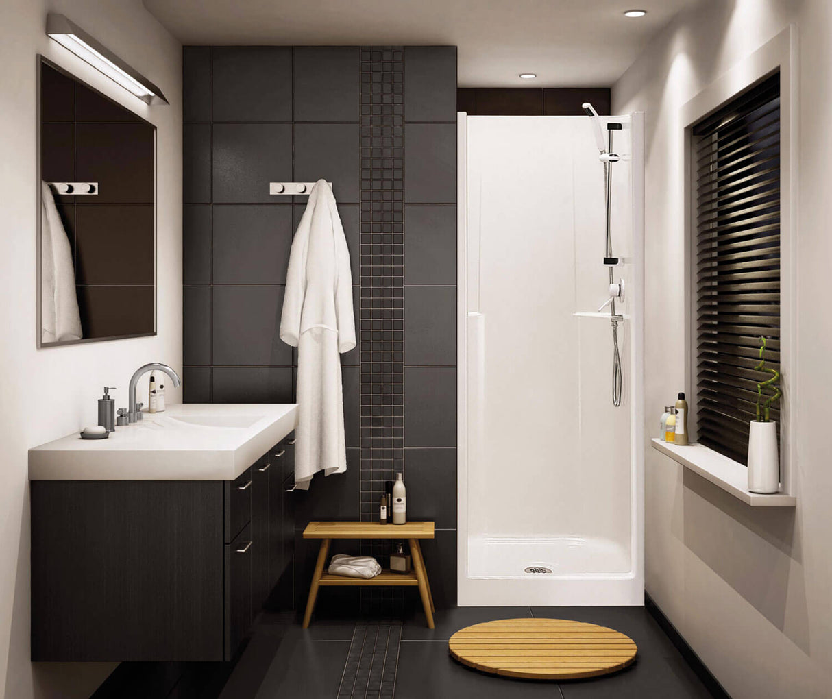 MAAX 200030-000-002-000 Biarritz 40 30 x 32 AcrylX Alcove Center Drain One-Piece Shower in White