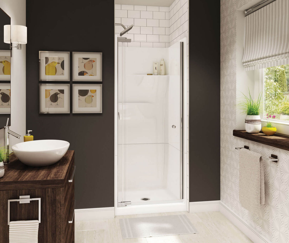 MAAX 105600-000-002-000 Gallery SH-3232 AcrylX Alcove Center Drain Two-Piece Shower in White