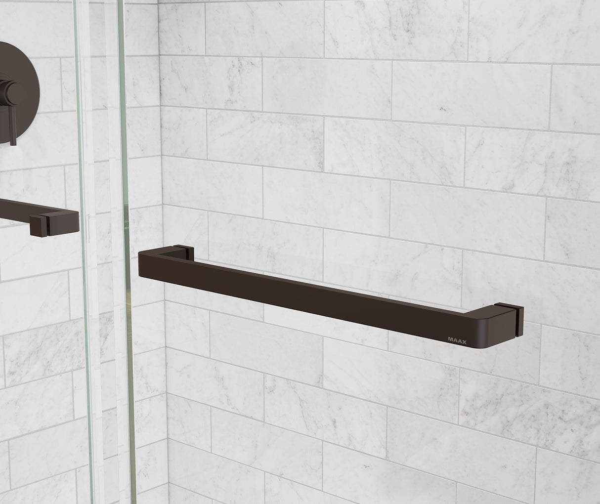MAAX 135321-900-173-000 Uptown 44-47 x 76 in. 8 mm Bypass Shower Door for Alcove Installation with Clear glass in Dark Bronze