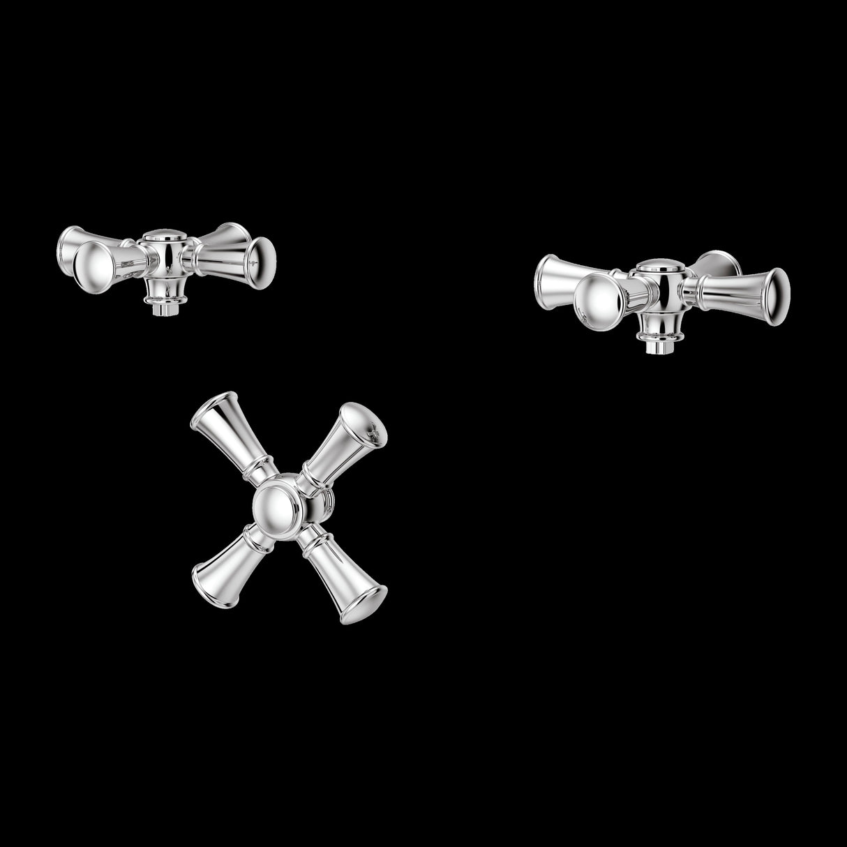 Tisbury 3-Handle Tub Filler Cross Handle Kit in Polished Chrome