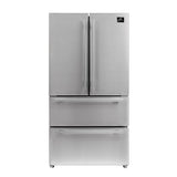 Forno 4-Piece Appliance Package - 48-Inch Gas Range, Refrigerator, Wall Mount Hood with Backsplash, & 3-Rack Dishwasher in Stainless Steel