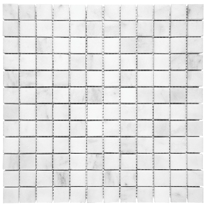 Anatolia Tile 1X1 Bianco Venatino Polished Marble Stone Mosaics. 1 Sheet = 1 Sq.Ft. 5001-0021-0 (76-022) Bianco Venatino 1x1 Polished - premium natural stone mosaic tile from Anatolia Tile, available at PoshHaus showroom in Keene, NH