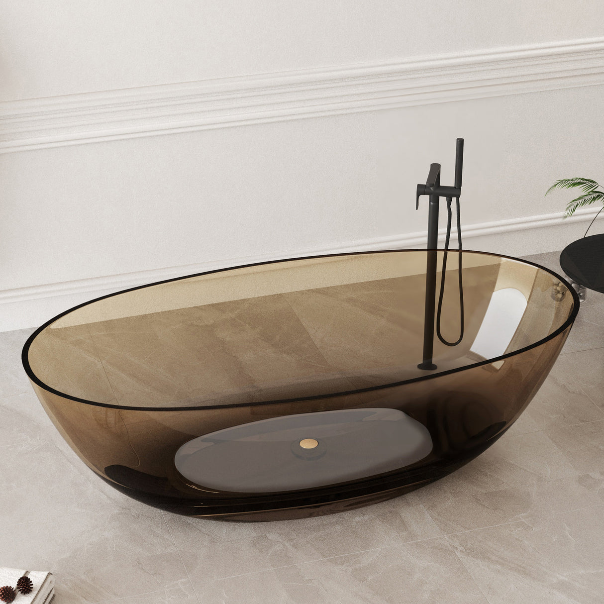 New England Home Goods Adams 71" Freestanding Tub in White - Stone Resin Solid Surface