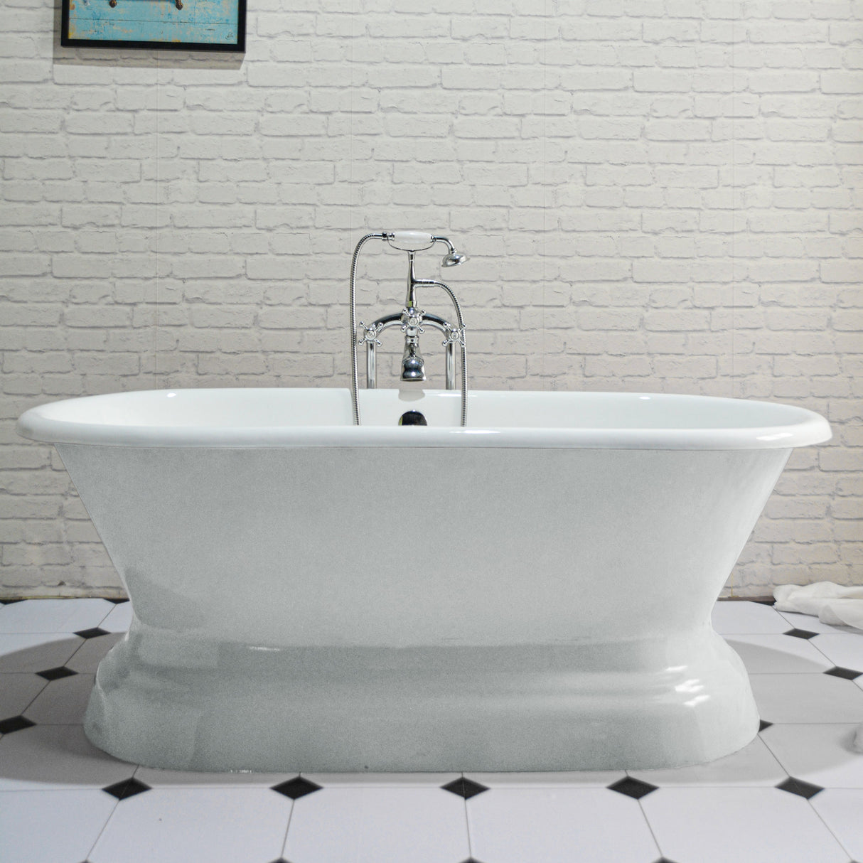 Duet 66" Cast Iron Double Roll Top Tub on Base