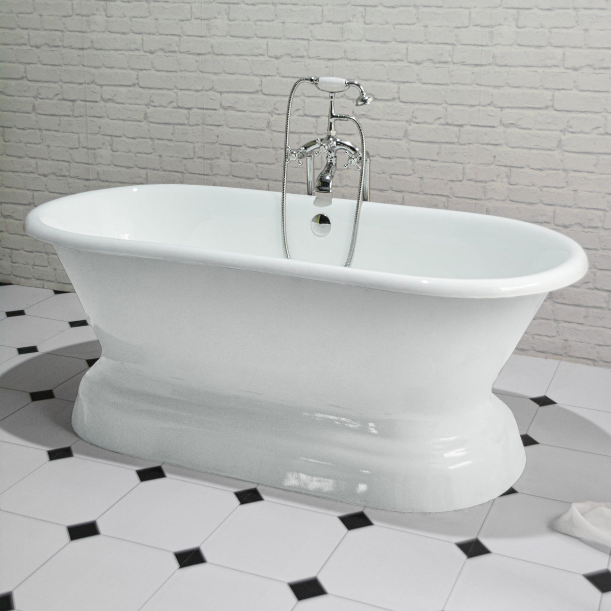 Duet 66" Cast Iron Double Roll Top Tub on Base