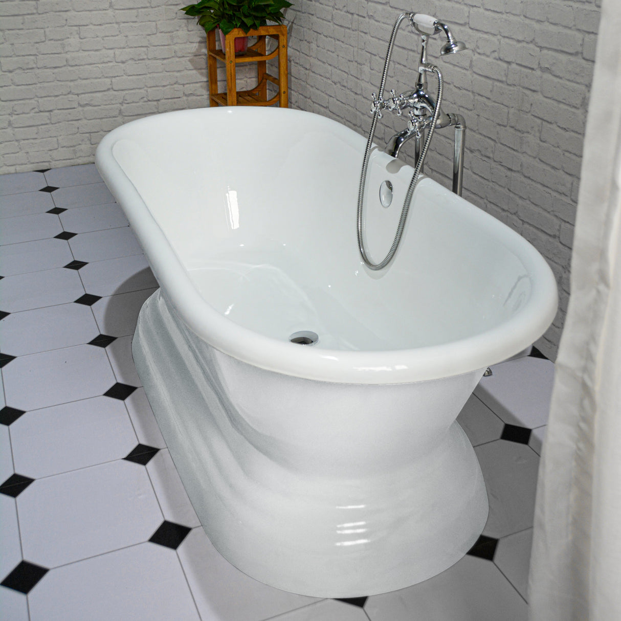 Duet 66" Cast Iron Double Roll Top Tub on Base