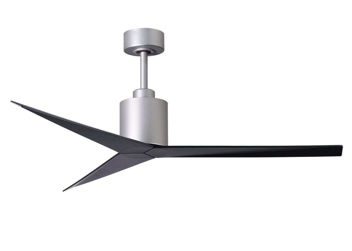 Matthews Fan EK-BN-BK Eliza 3-blade paddle fan in Brushed Nickel finish with matte black all-weather ABS blades. Optimized for wet locations.