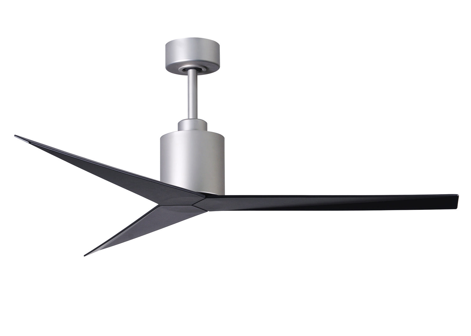 Matthews Fan EK-BN-BK Eliza 3-blade paddle fan in Brushed Nickel finish with matte black all-weather ABS blades. Optimized for wet locations.