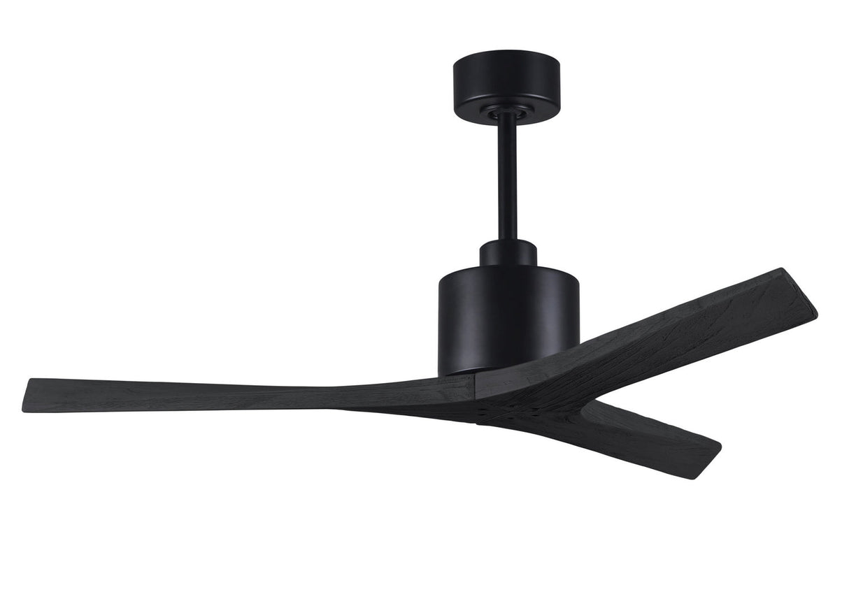 Matthews Fan MW-BK-BK-52 Mollywood 6-speed contemporary ceiling fan in Matte Black finish with 52” solid matte black wood blades