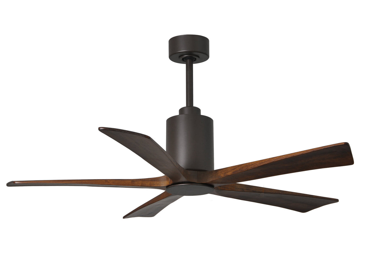 Matthews Fan PA5-TB-WA-52 Patricia-5 five-blade ceiling fan in Textured Bronze finish with 52” solid walnut tone blades and dimmable LED light kit 