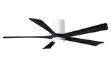 Matthews Fan IR5HLK-WH-BK-60 IR5HLK five-blade flush mount paddle fan in Gloss White finish with 60” solid matte black wood blades and integrated LED light kit.