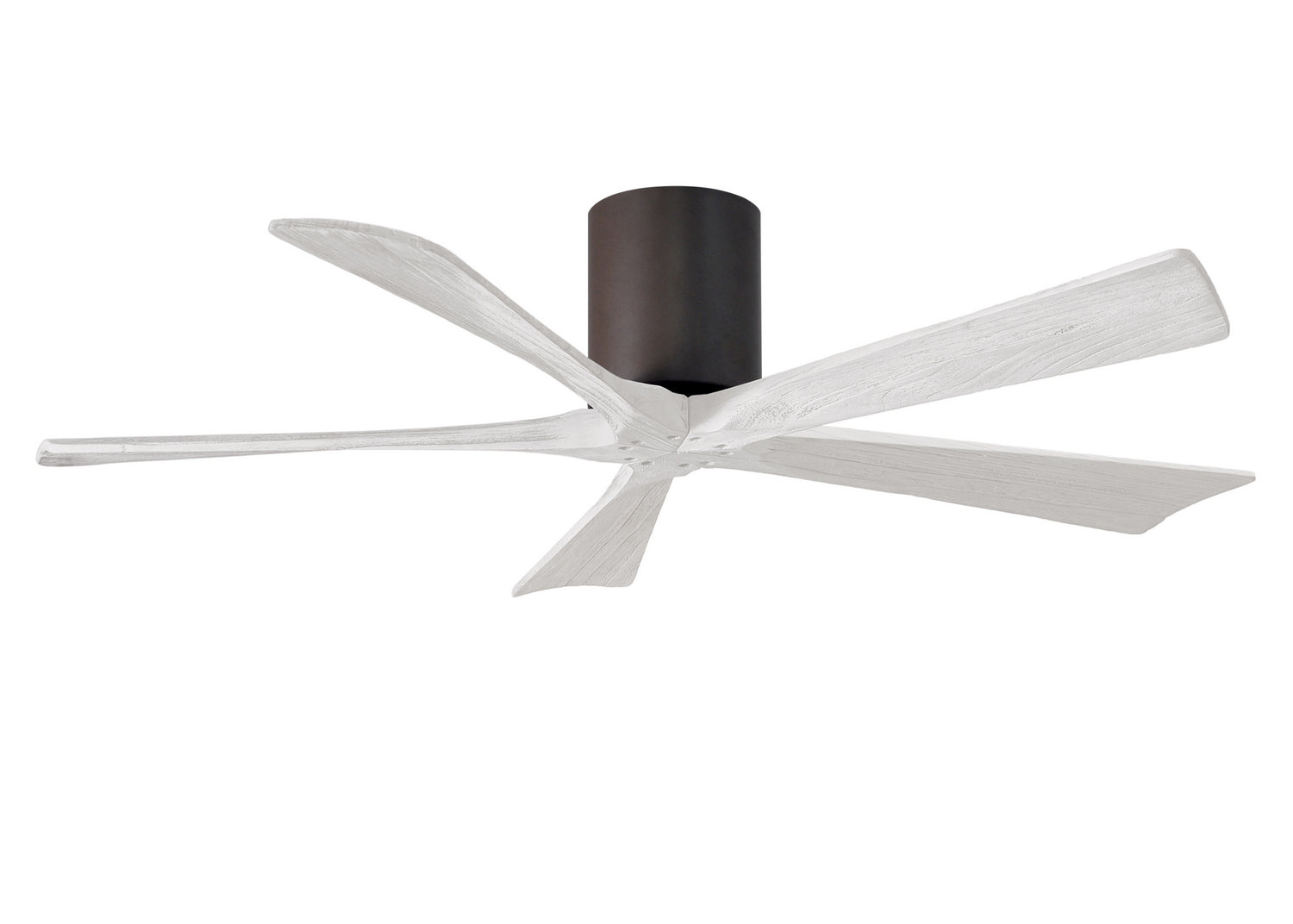 Matthews Fan IR5H-TB-MWH-52 Irene-5H five-blade flush mount paddle fan in Textured Bronze finish with 52” solid matte white wood blades.
