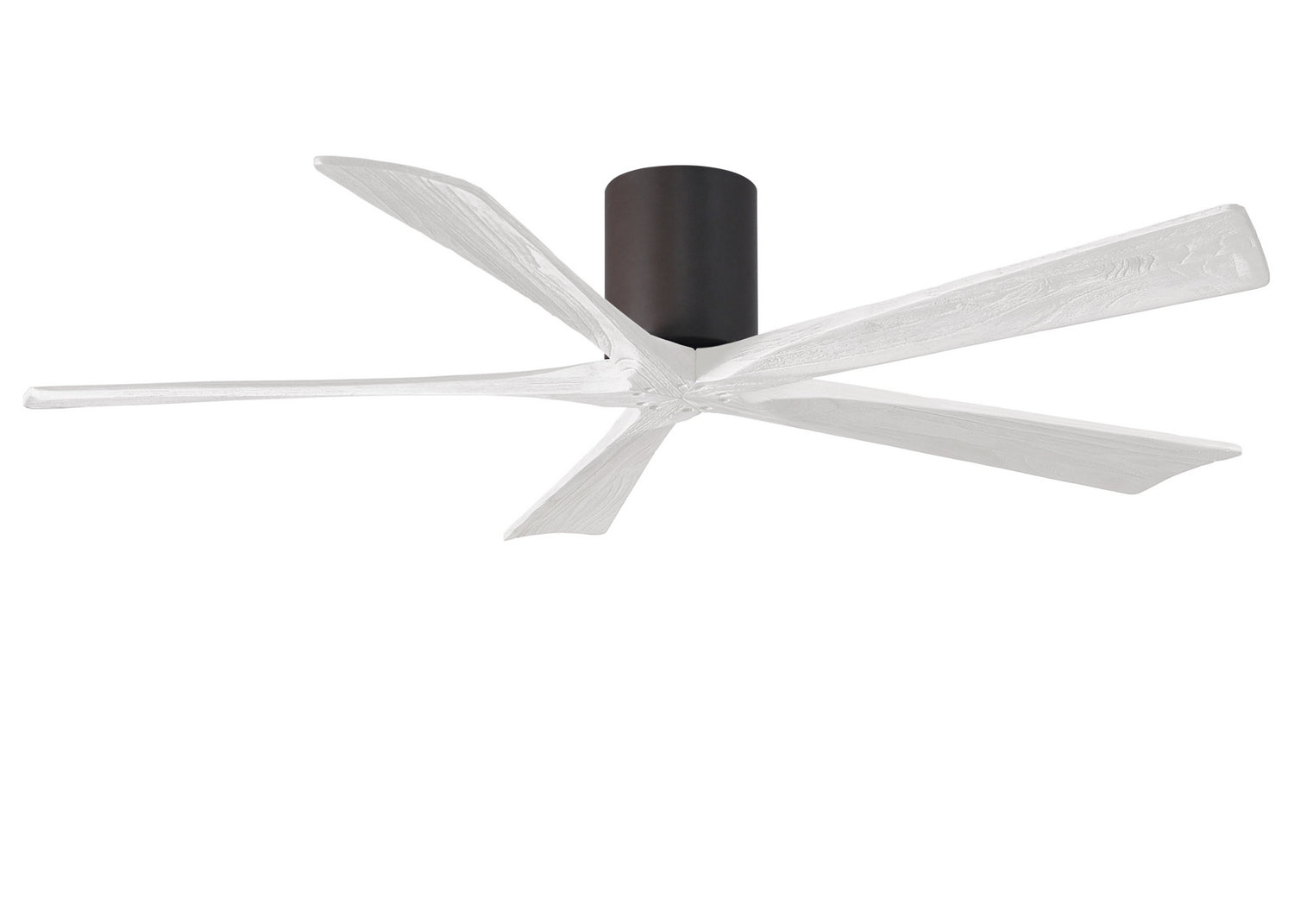 Matthews Fan IR5H-TB-MWH-60 Irene-5H five-blade flush mount paddle fan in Textured Bronze finish with 60” solid matte white wood blades.