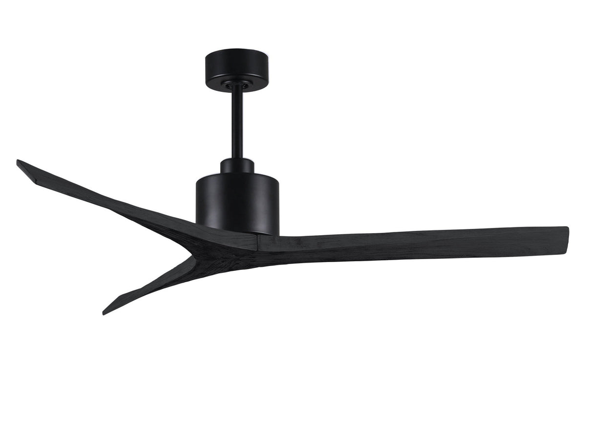 Matthews Fan MW-BK-BK-60 Mollywood 6-speed contemporary ceiling fan in Matte Black finish with 60” solid matte black wood blades