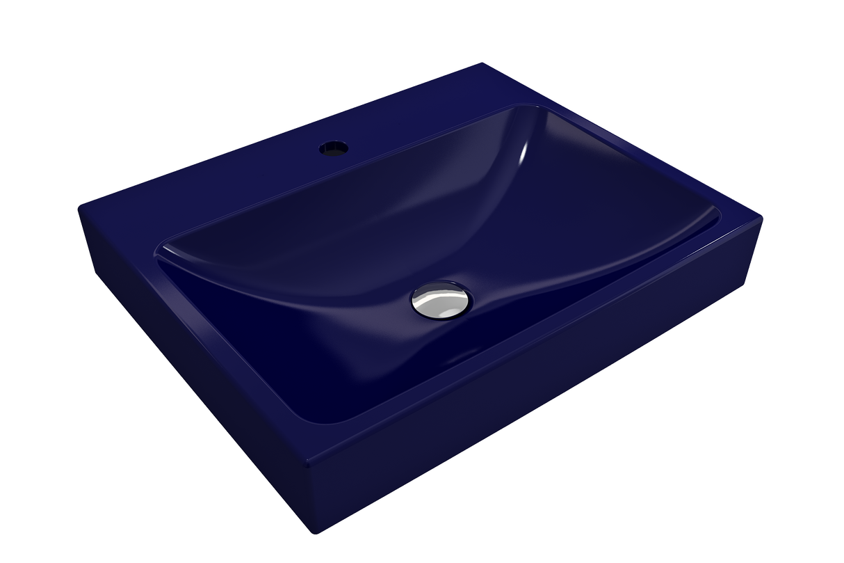 BOCCHI 1077-010-0126 Scala Arch Wall-Mounted Sink Fireclay 23.75 in. 1-Hole in Sapphire Blue