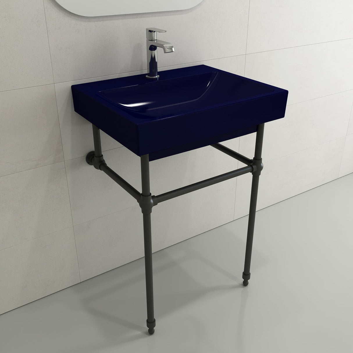 BOCCHI 1077-010-0126 Scala Arch Wall-Mounted Sink Fireclay 23.75 in. 1-Hole in Sapphire Blue