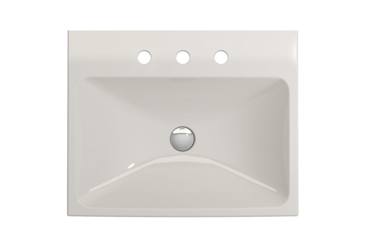BOCCHI 1077-014-0127 Scala Arch Wall-Mounted Sink Fireclay 23.75 in. 3-Hole in Biscuit
