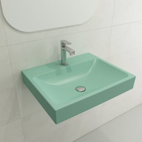 BOCCHI 1077-033-0126 Scala Arch Wall-Mounted Sink Fireclay 23.75 in. 1-Hole in Matte Mint Green