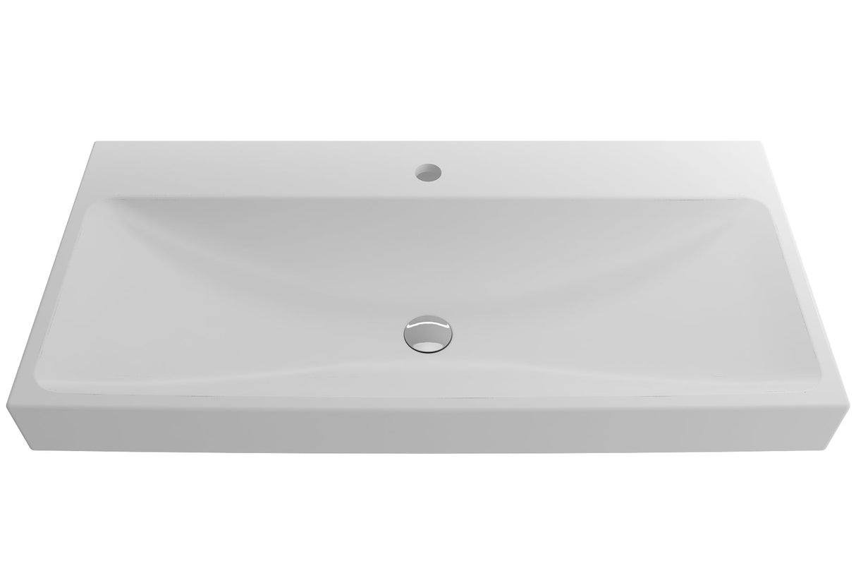 BOCCHI 1079-002-0126 Scala Arch Wall-Mounted Sink Fireclay 39.75 in. 1-Hole in Matte White