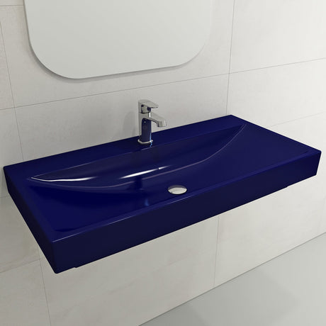 BOCCHI 1079-010-0126 Scala Arch Wall-Mounted Sink Fireclay 39.75 in. 1-Hole in Sapphire Blue