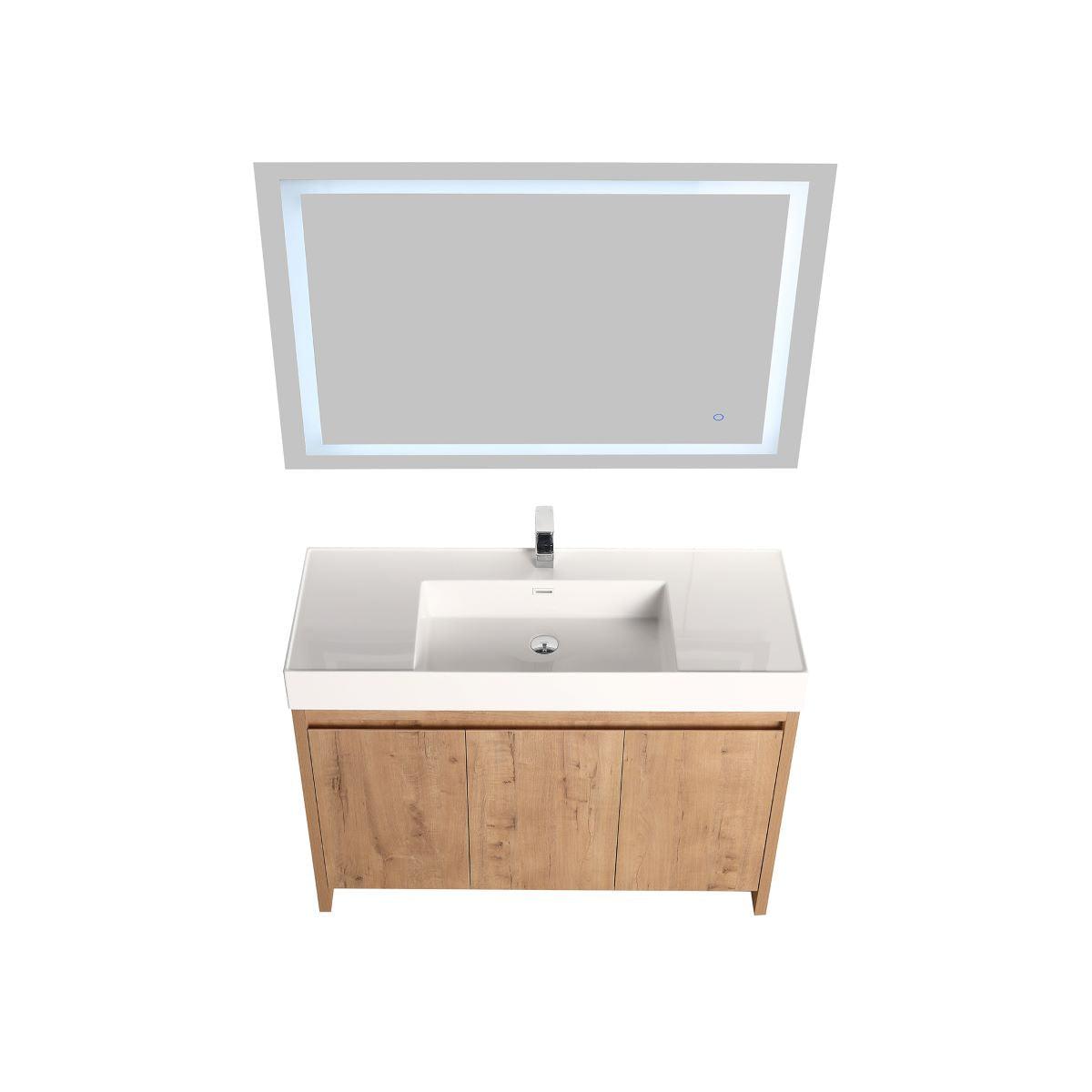 Blossom Capri 48″ Single sink Vanity with Dual LED Illumination - Glossy White & Classic Oak