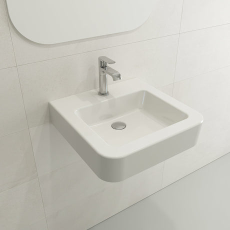 BOCCHI 1122-001-0126 Parma Wall-Mounted Sink Fireclay 19.75 in. 1-Hole with Overflow in White