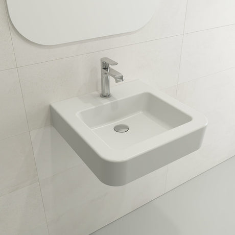 BOCCHI 1122-002-0126 Parma Wall-Mounted Sink Fireclay 19.75 in. 1-Hole with Overflow in Matte White