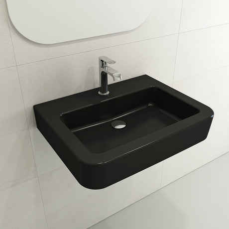 BOCCHI 1123-004-0126 Parma Wall-Mounted Sink Fireclay 25.5 in. 1-Hole with Overflow in Matte Black