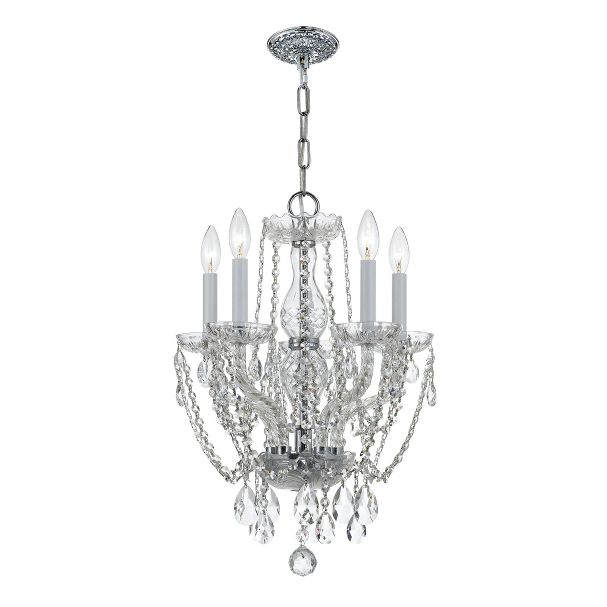 Traditional Crystal 5 Light Spectra Crystal Polished Chrome Mini Chandelier 1129-CH-CL-SAQ