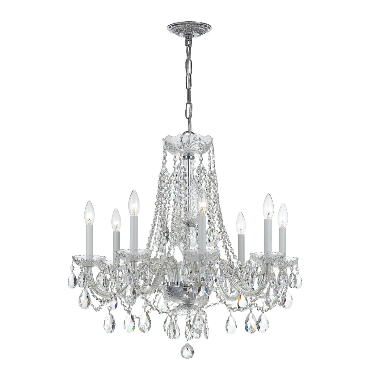 Traditional Crystal 8 Light Spectra Crystal Polished Chrome Chandelier 1138-CH-CL-SAQ