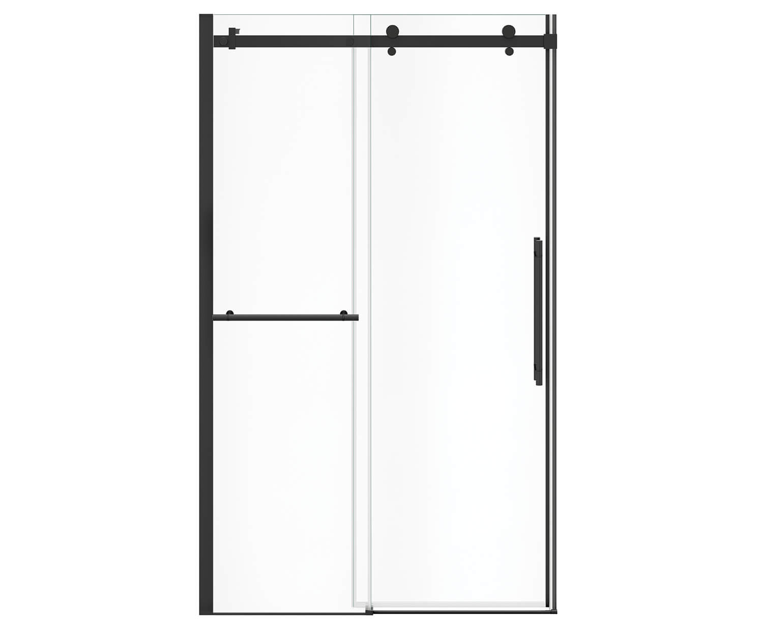 MAAX 138465-900-340-000 Vela 44 ½-47 x 78 ¾ in. 8mm Sliding Shower Door with Towel Bar for Alcove Installation with Clear glass in Matte Black