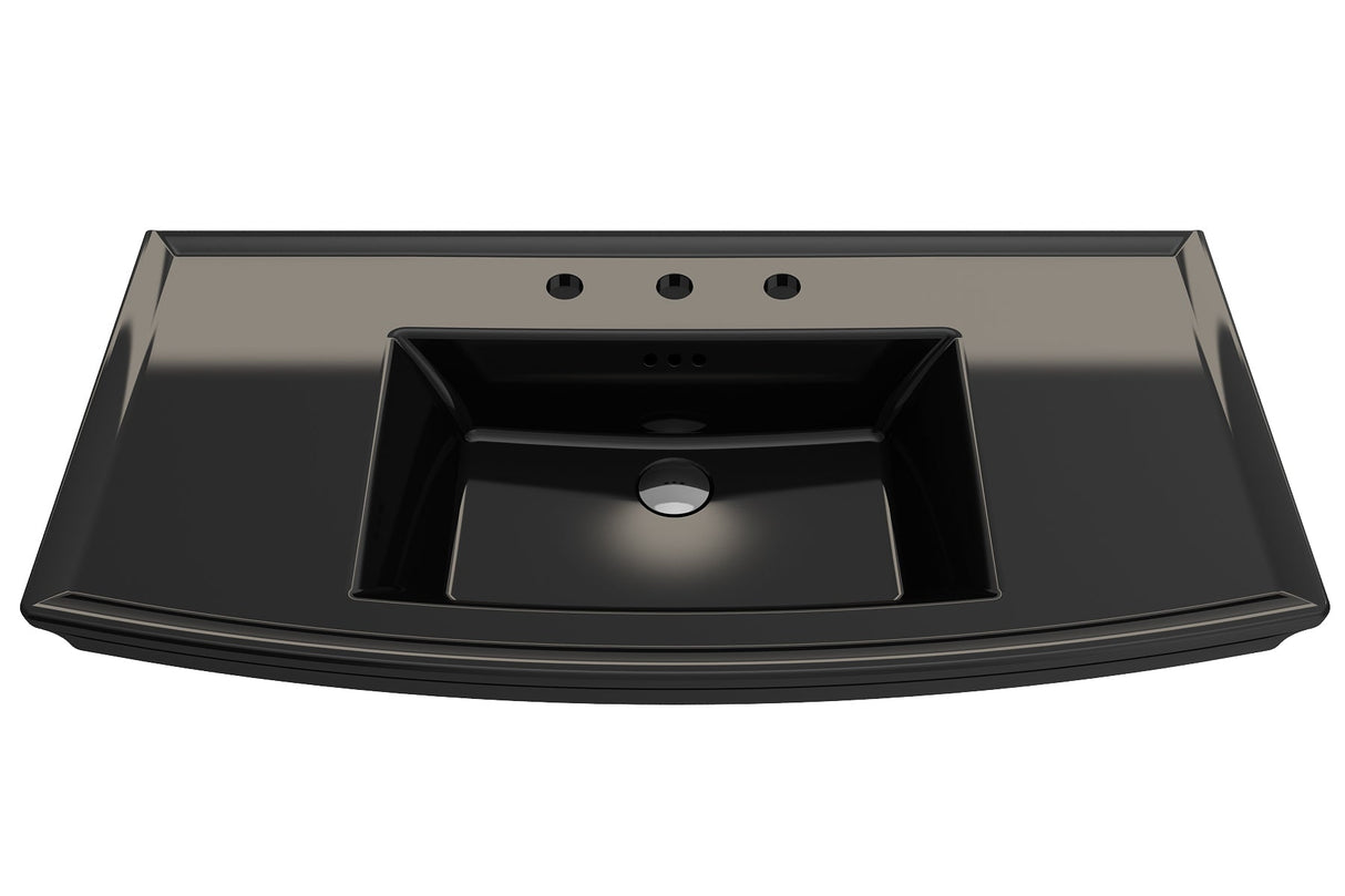 BOCCHI 1168-005-0127 Lavita Wall-Mounted Console Sink Fireclay 40 in. 3-Hole with Overflow in Black