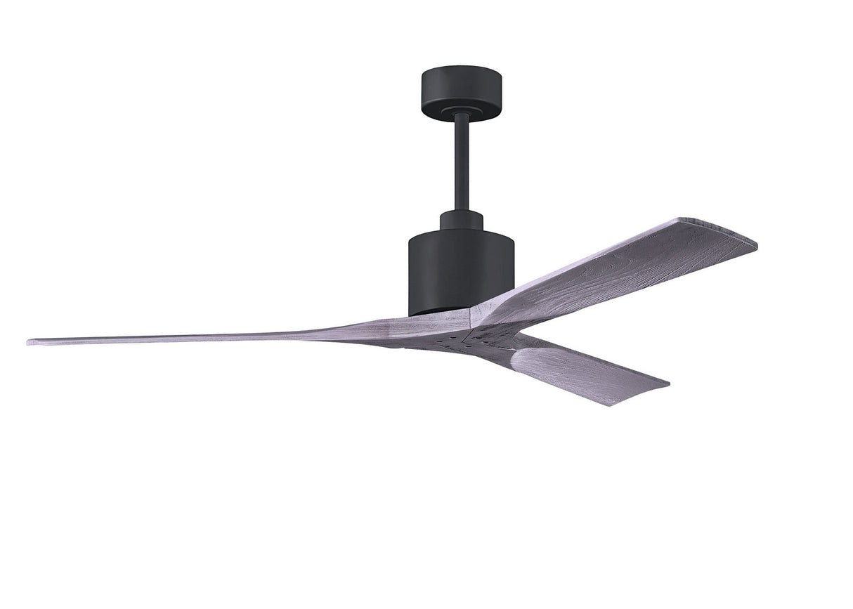 Matthews Fan NK-BK-BW-60 Nan 6-speed ceiling fan in Matte Black finish with 60” solid barn wood tone wood blades