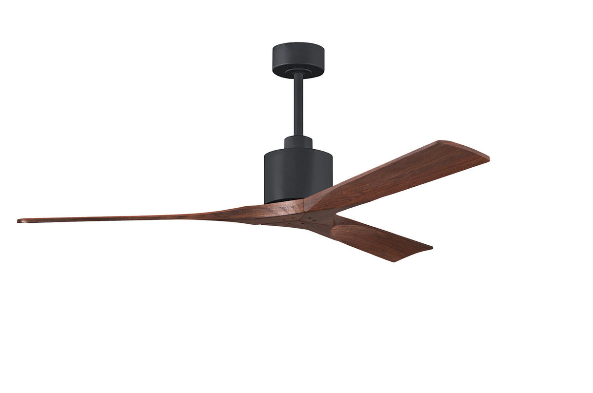 Matthews Fan NK-BK-WA-60 Nan 6-speed ceiling fan in Matte Black finish with 60” solid walnut tone wood blades