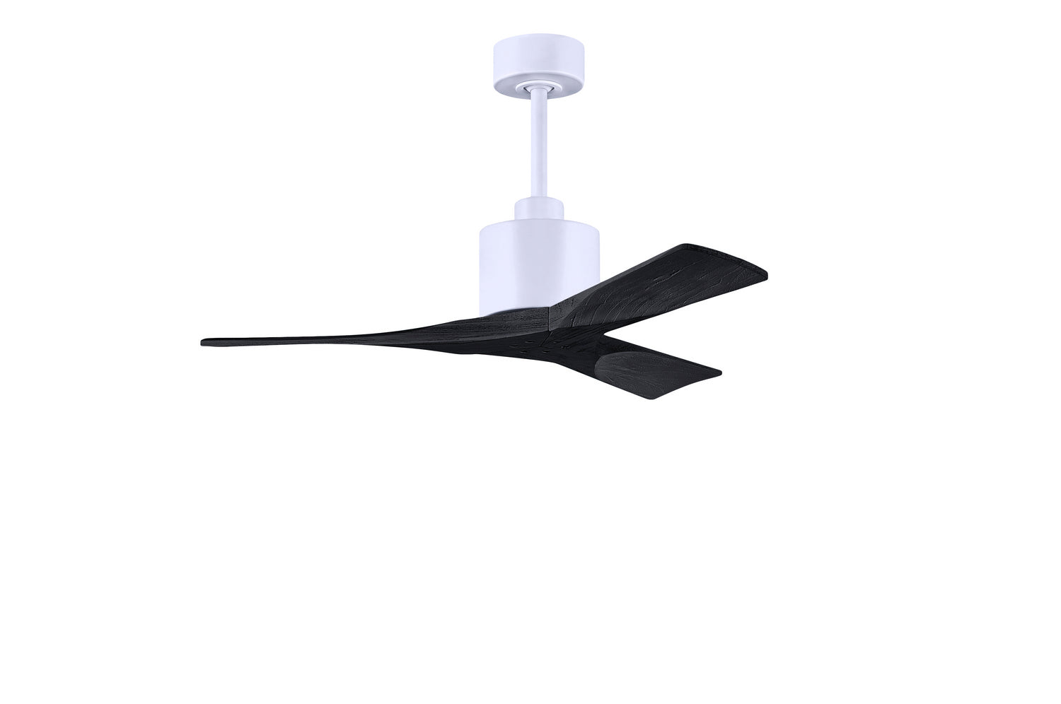Matthews Fan NK-MWH-BK-42 Nan 6-speed ceiling fan in Matte White finish with 42” solid matte black wood blades