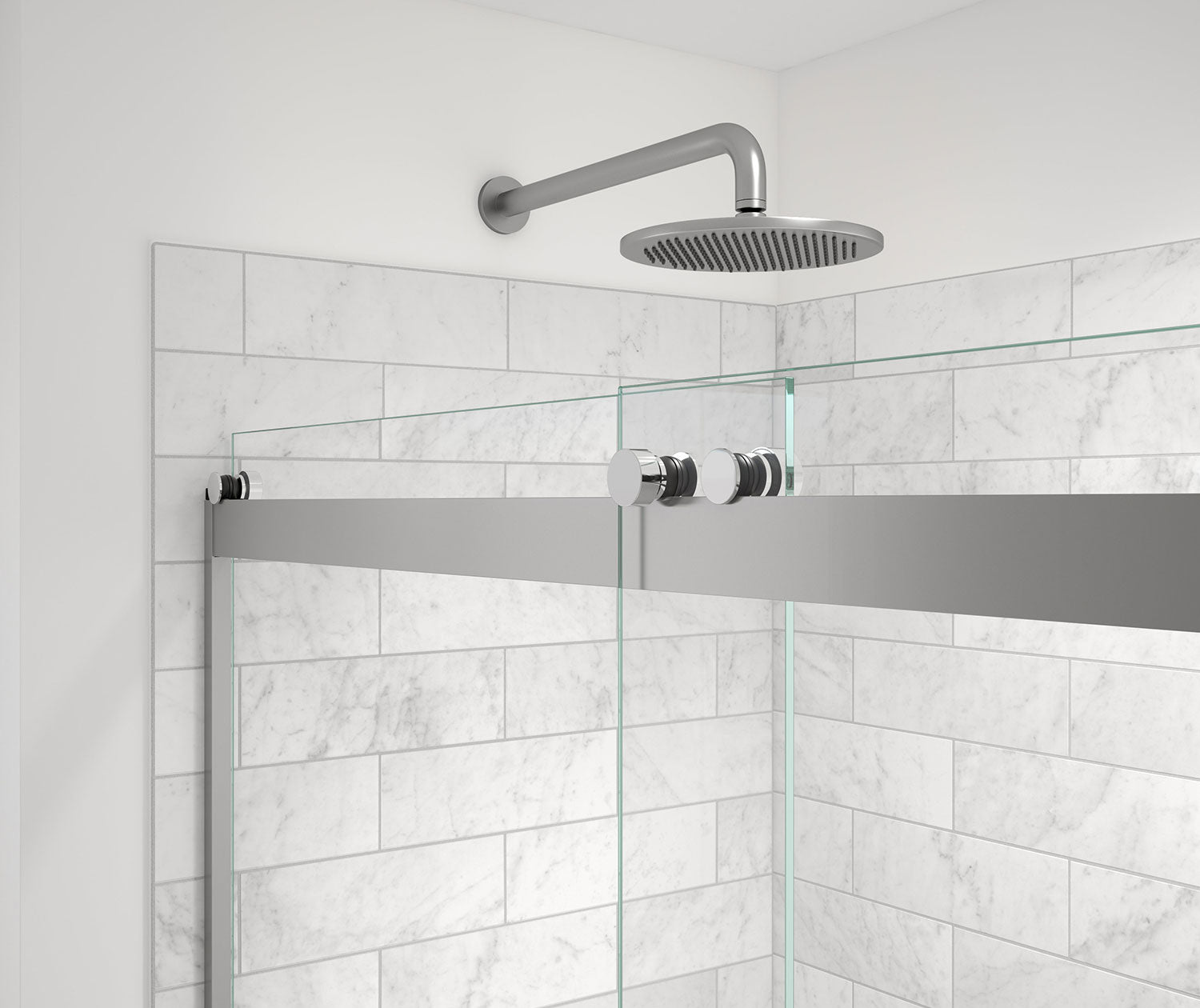 MAAX 136691-900-084-000 Revelation Round 56-59 in. x 70 ½-73 in. 6 mm Bypass Shower Door for Alcove Installation with Clear glass in Chrome