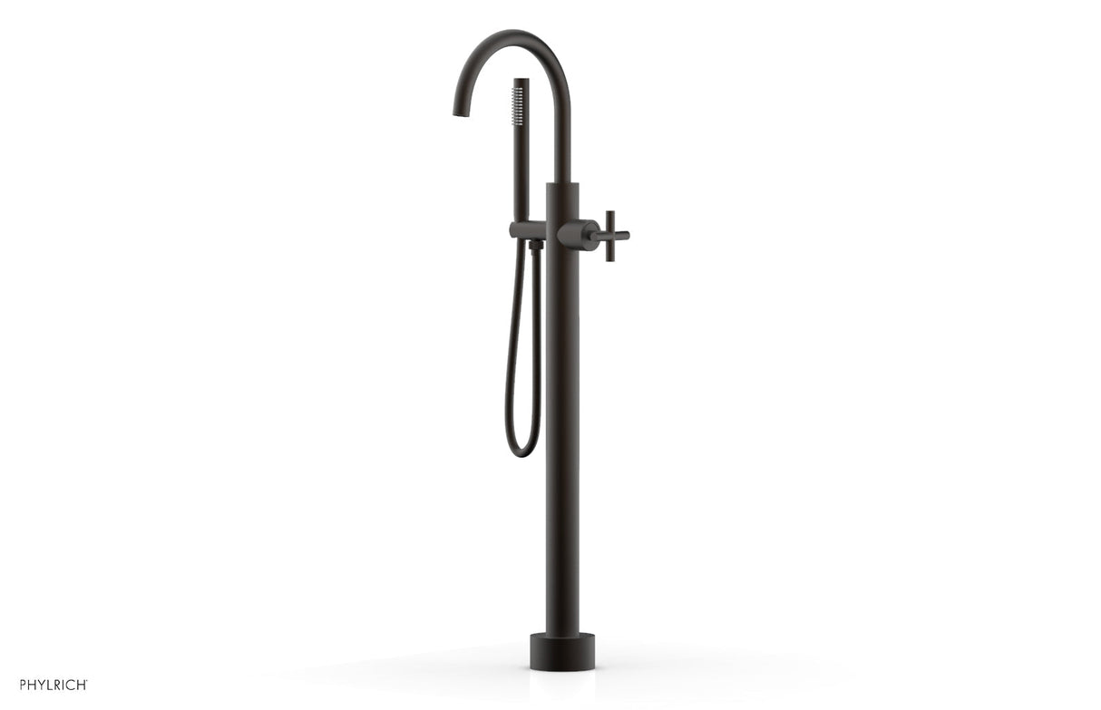 Phylrich 120-44-01-10B TRANSITION Tall Floor Mount Tub Filler - Cross Handle with Hand Shower 120-44-01 - Oil Rubbed Bronze