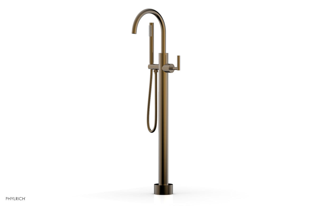 Phylrich 120-45-01-047 TRANSITION Tall Floor Mount Tub Filler - Lever Handle with Hand Shower 120-45-01 - Antique Brass