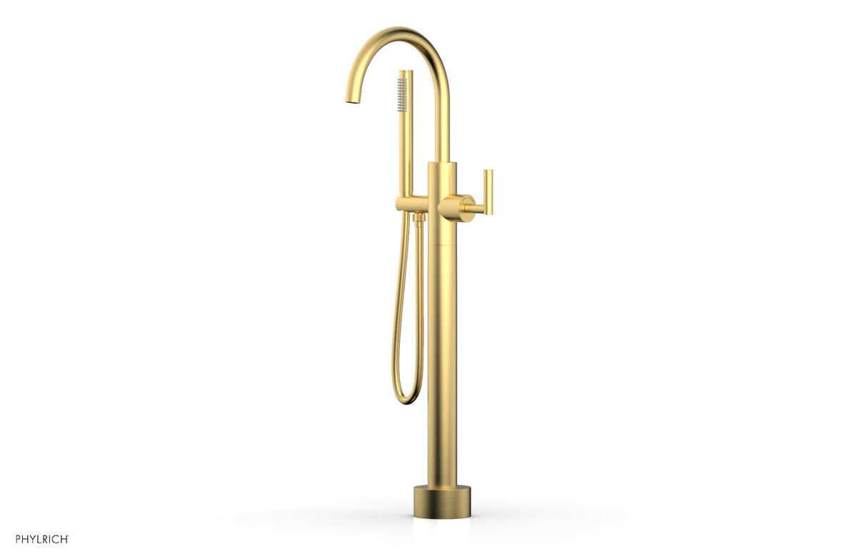 Phylrich 120-45-03-24B TRANSITION Low Floor Mount Tub Filler - Lever Handle with Hand Shower 120-45-03 - Burnished Gold